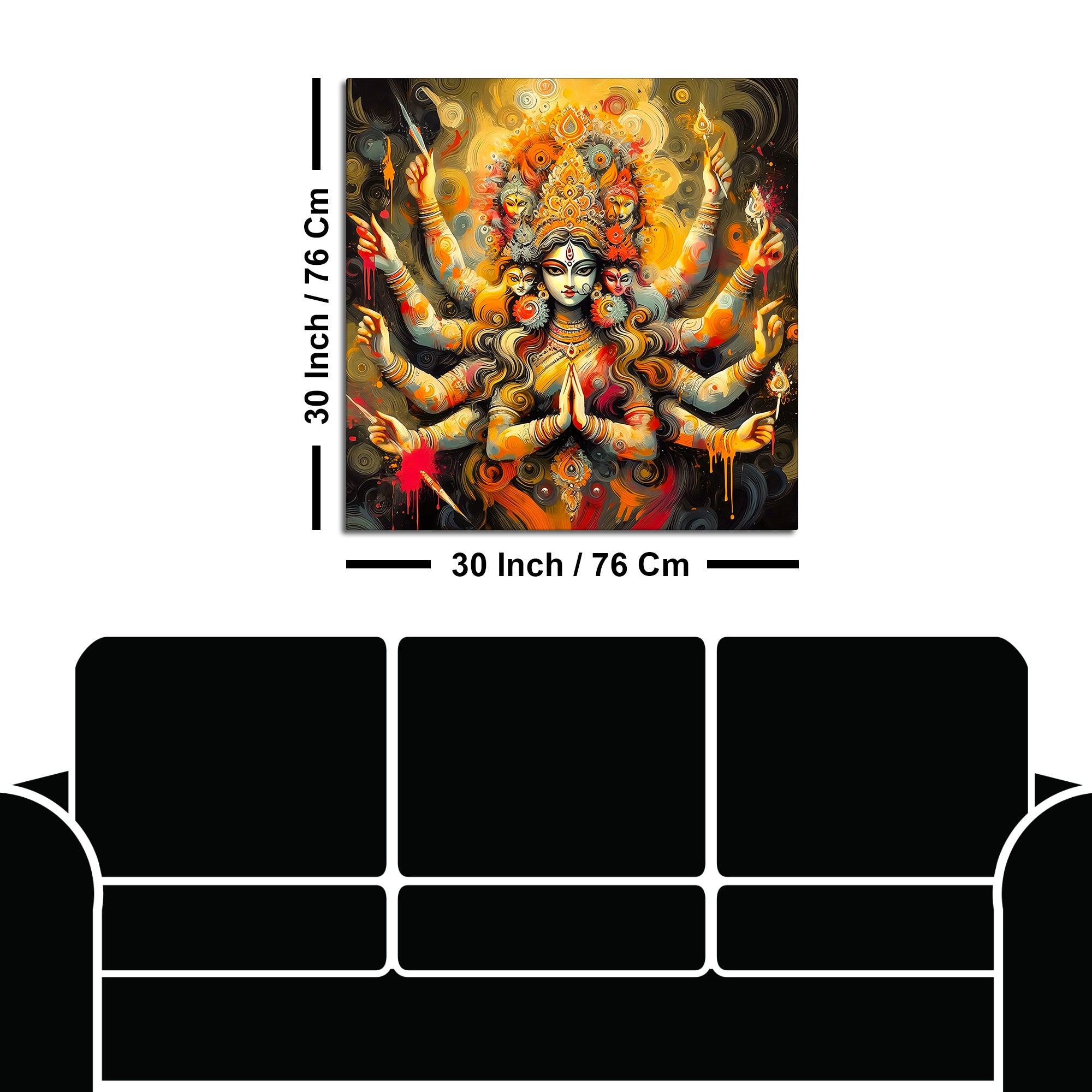 Goddess Durga Abstract Art Canvas Wall Painting