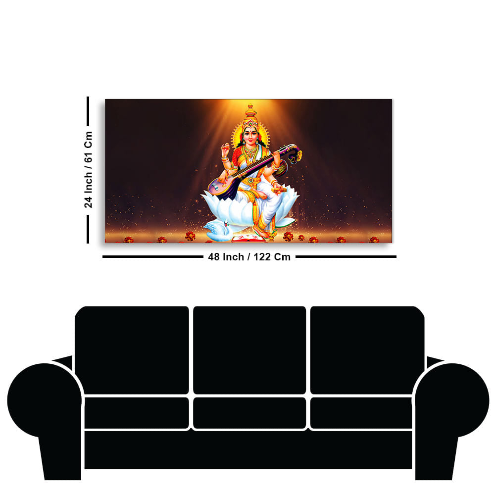 Goddess Sarasvati Modern Canvas Wall Painting