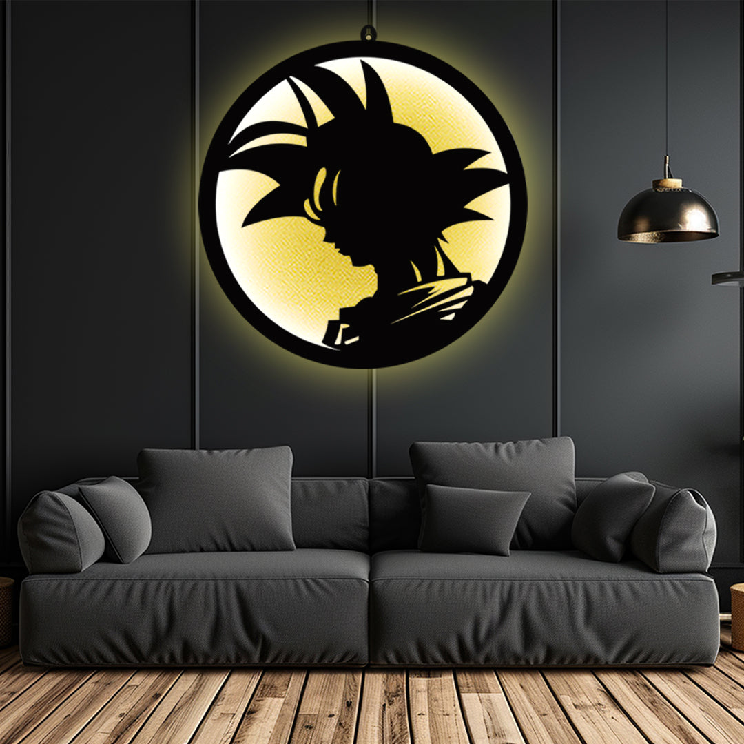 Goku Silhouette LED Wall Light for Anime Fan Wall Decor