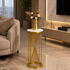 Gold Decorative Pedestal Table for Plants, Vases & Home Styling