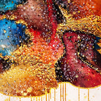 Gold Drip Abstract Art Floating Frame Crystal Wall Painting