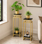 Gold Marble Plant Stand Set of 2