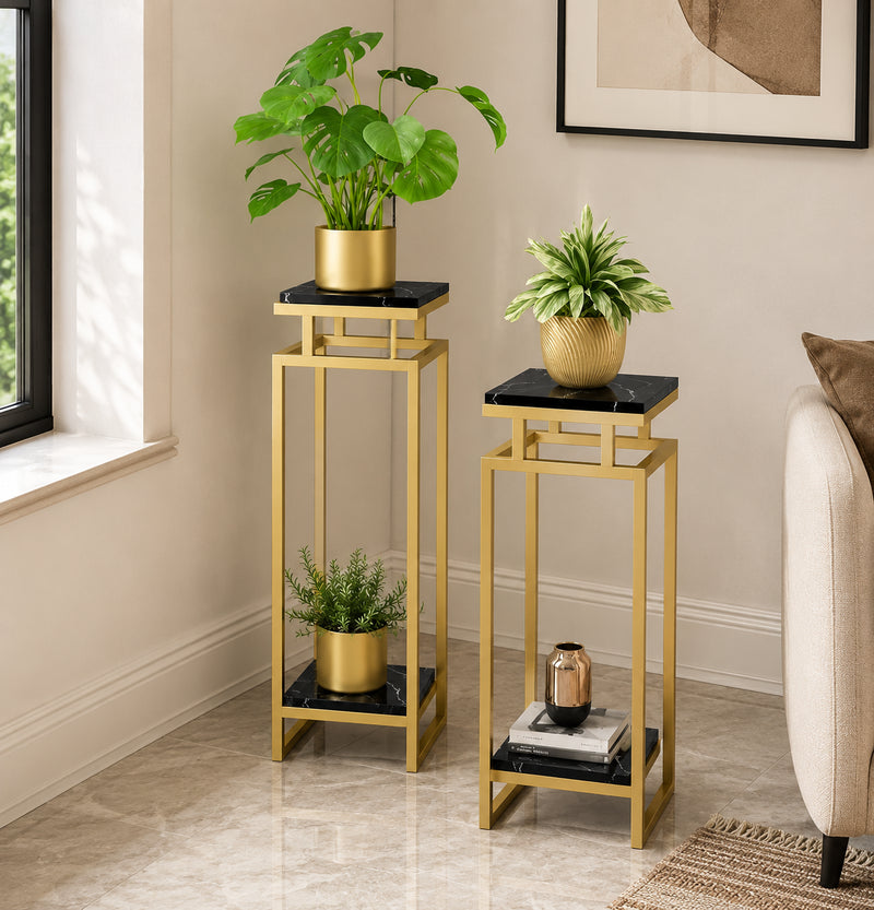 Gold Marble Plant Stand Set of 2