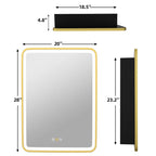 Gold Trimmed LED Mirror for Modern Bathroom