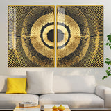 Golden 3D Pattern Acrylic Floating Wall Painting Set of 2