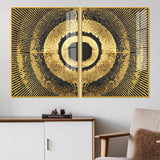Golden 3D Pattern Acrylic Floating Wall Painting Set of 2