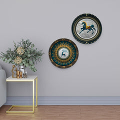 Golden Abstract Animals Luxurious Art Wall Hanging Plates of Two Pieces