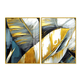 Golden Abstract Art Acrylic Floating Wall Painting Set of 2