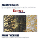 Golden Abstract Art Wall Painting of 3 Pieces