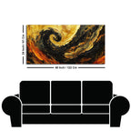 Golden Abstract Spiral Art Wooden Canvas Wall Painting