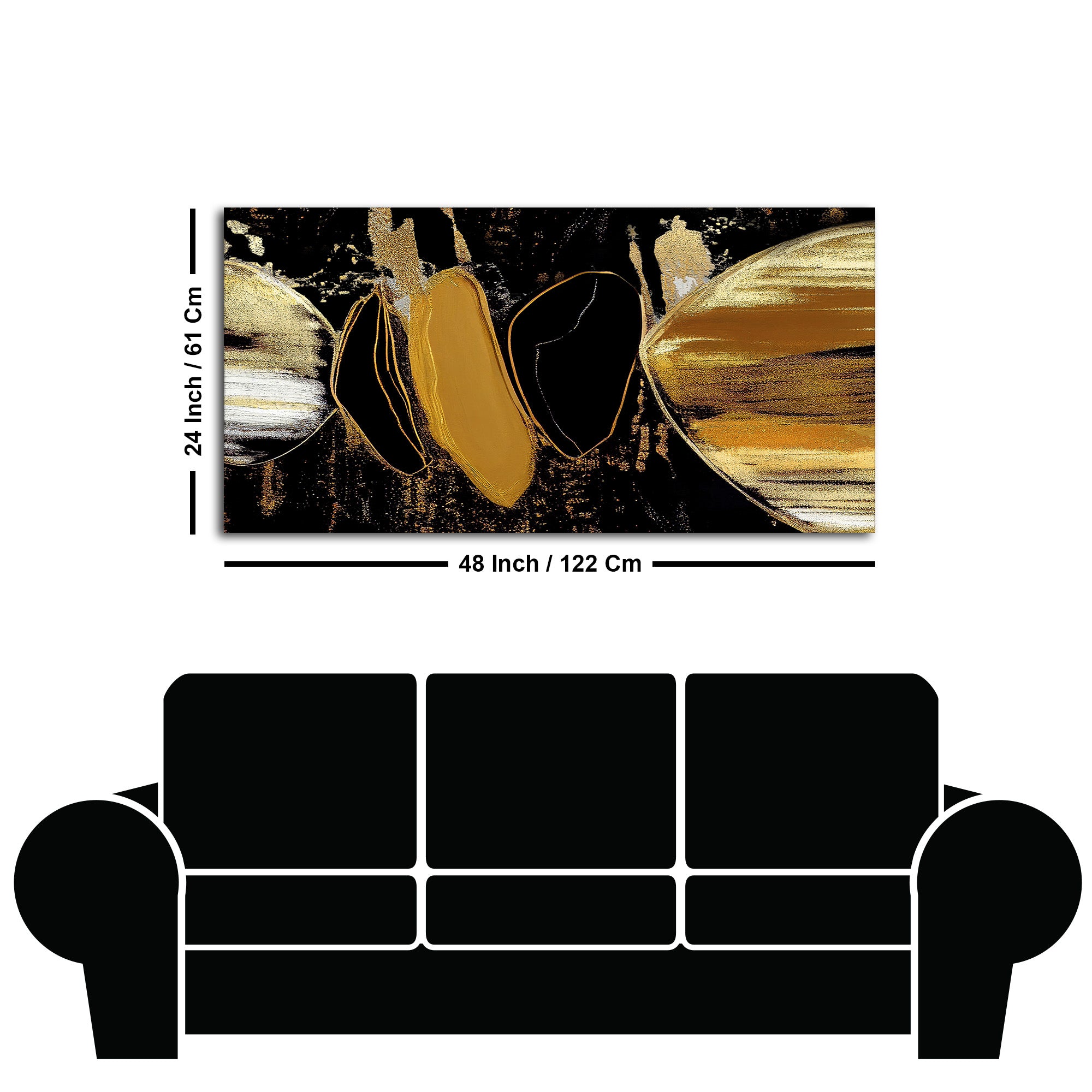 Golden Abstract Texture Canvas Art Wooden Wall Painting