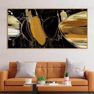 Golden Abstract Texture Canvas Art Wooden Wall Painting