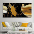 Golden Abstract Texture Canvas Art Wooden Wall Painting