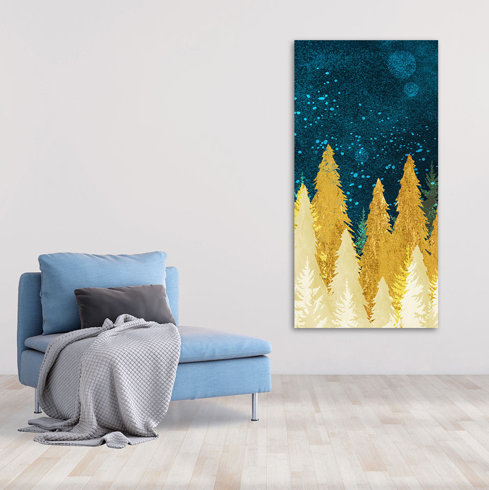 Golden Abstract Tree Premium Canvas Wall Painting