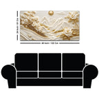 Golden Alpine Mountain Landscape with White Blossom Trees 3D Canvas Wall Painting