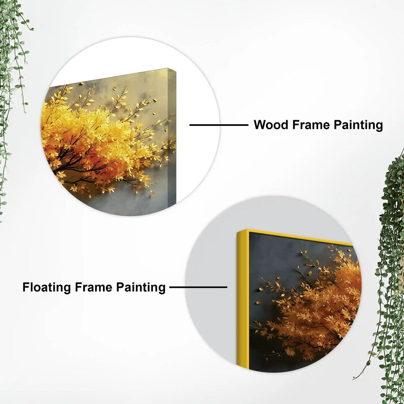 Golden Amber Autumn Tree Canvas Wall Painting for Home & Office