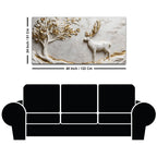 Golden Antler Deer and Tree of Life 3D Canvas Wall Painting