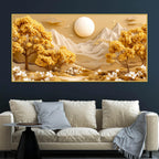 Golden Autumn Valley Landscape 3D Canvas Wall Painting