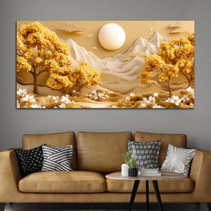 Golden Autumn Valley Landscape 3D Canvas Wall Painting