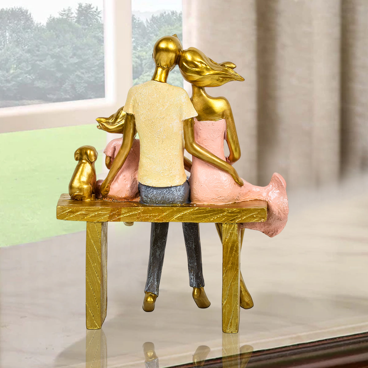 Golden Beloved Family Human Figurines Table Decorative Showpiece