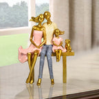 Golden Beloved Family Human Figurines Table Decorative Showpiece