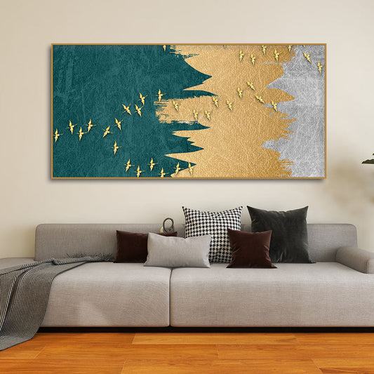 Golden Birds Flying Luxurious Art Premium Wall Painting