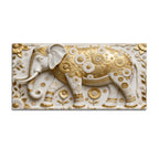 Golden Bloom Elephant 3D Canvas Wall Painting