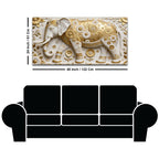 Golden Bloom Elephant 3D Canvas Wall Painting