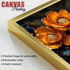 Golden Blossom and Midnight Floral with Peacock Feathers 3D Canvas Wall Painting