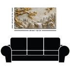 Golden Blossom Tree & Mountain Waterfall 3D Canvas Wall Painting