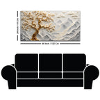 Golden Blossom Tree over Misty Mountain Landscape 3D Canvas Wall Painting