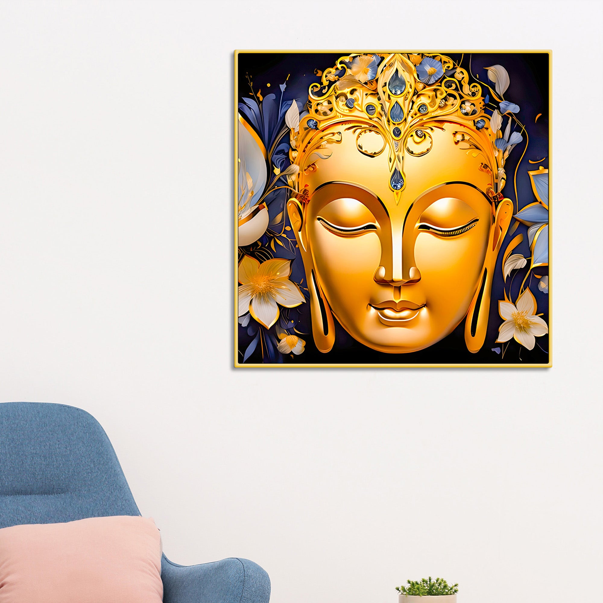  golden-buddha-floral-wall-art-painting