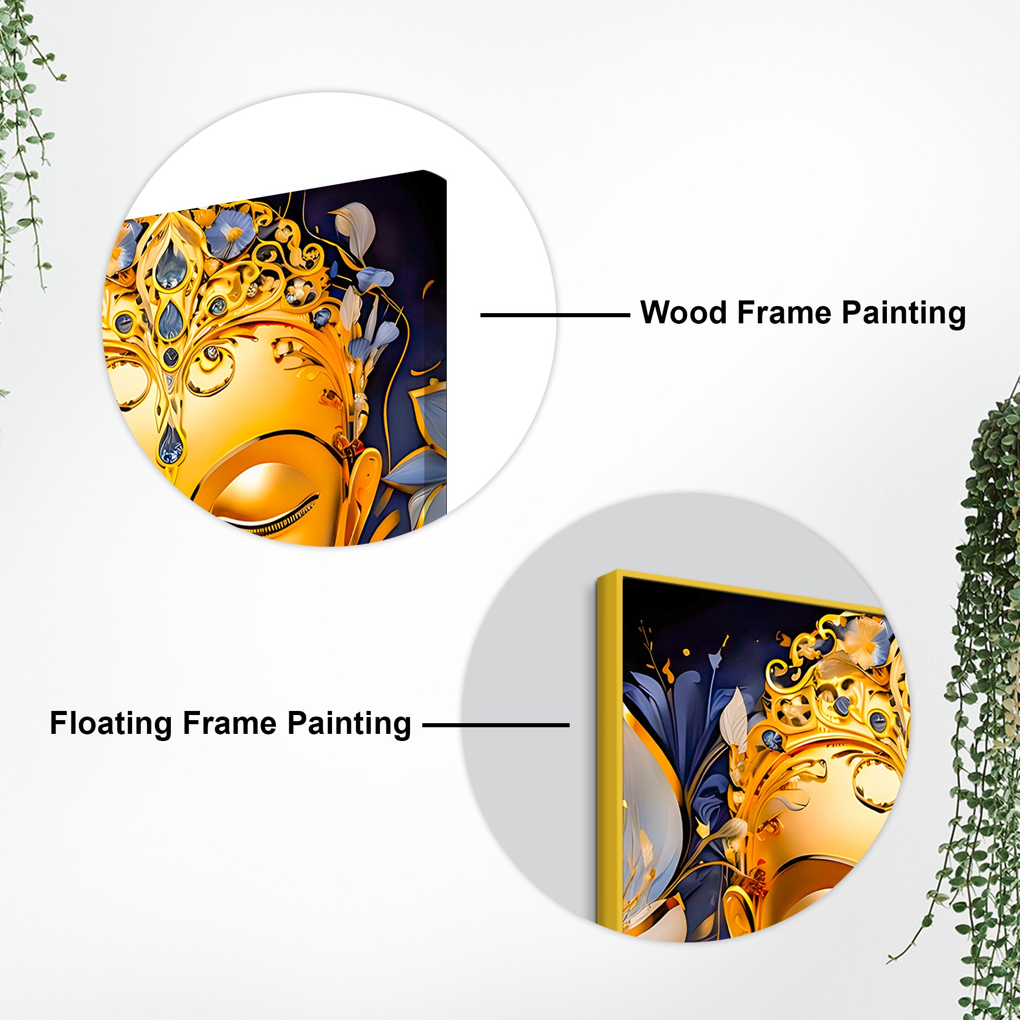 Golden Buddha Floral Wall Art Painting