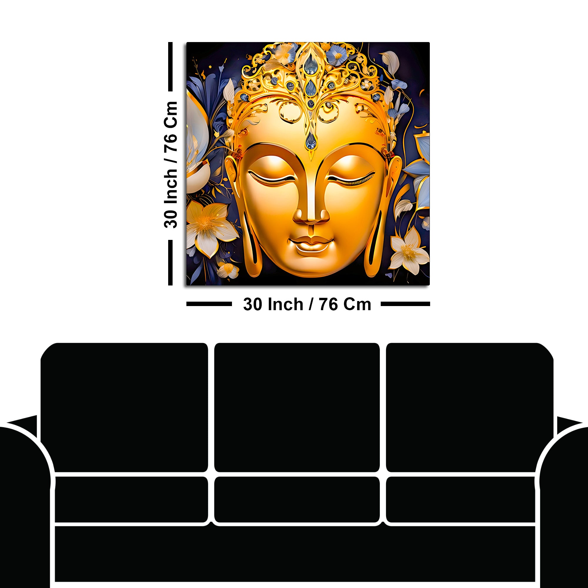 Golden Buddha Floral Wall Art Painting