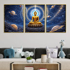 golden-buddha-in-cosmic-universe-floating-frame-crystal-wall-painting-set-of-3