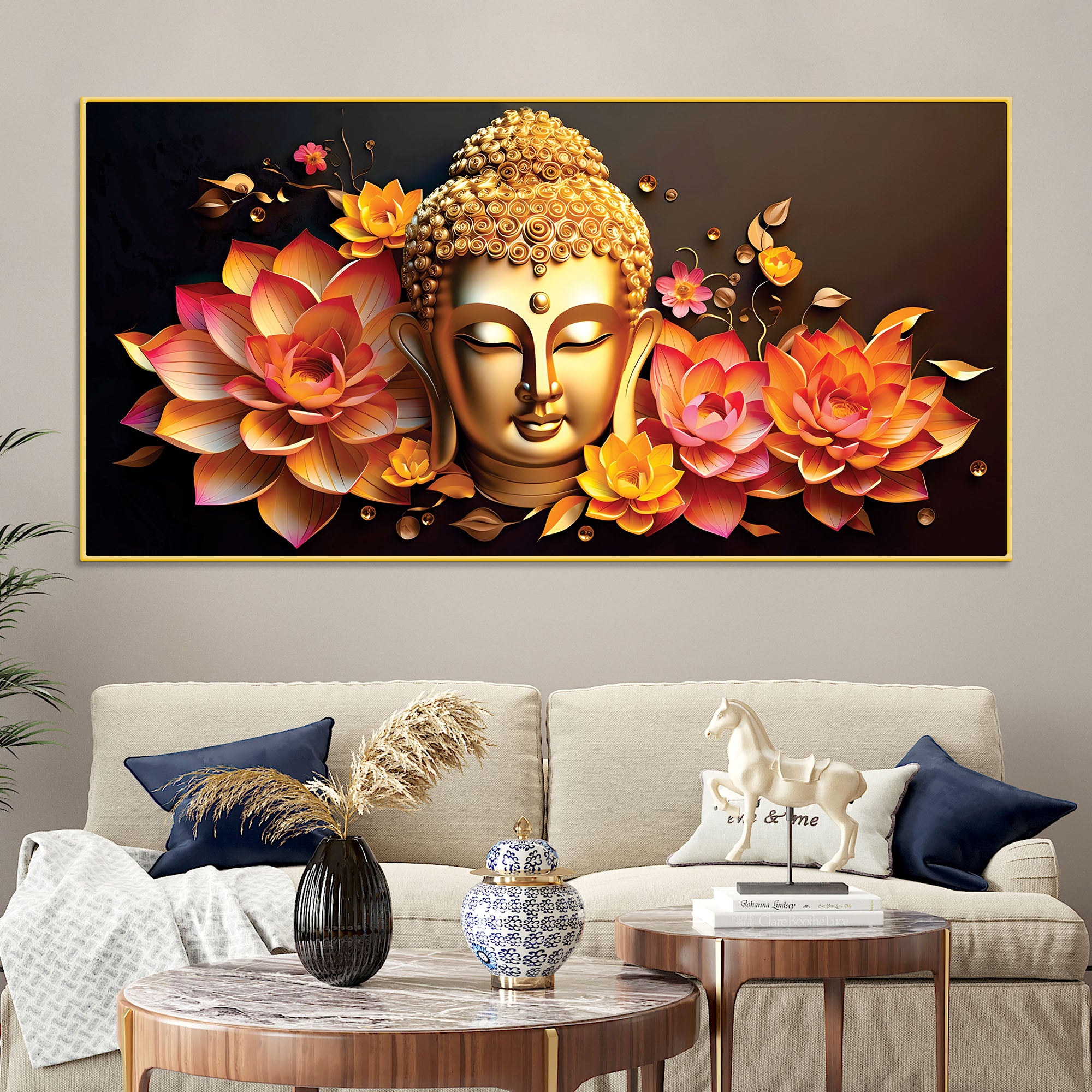 Golden Buddha Painting for Positive Energy Wall Décor