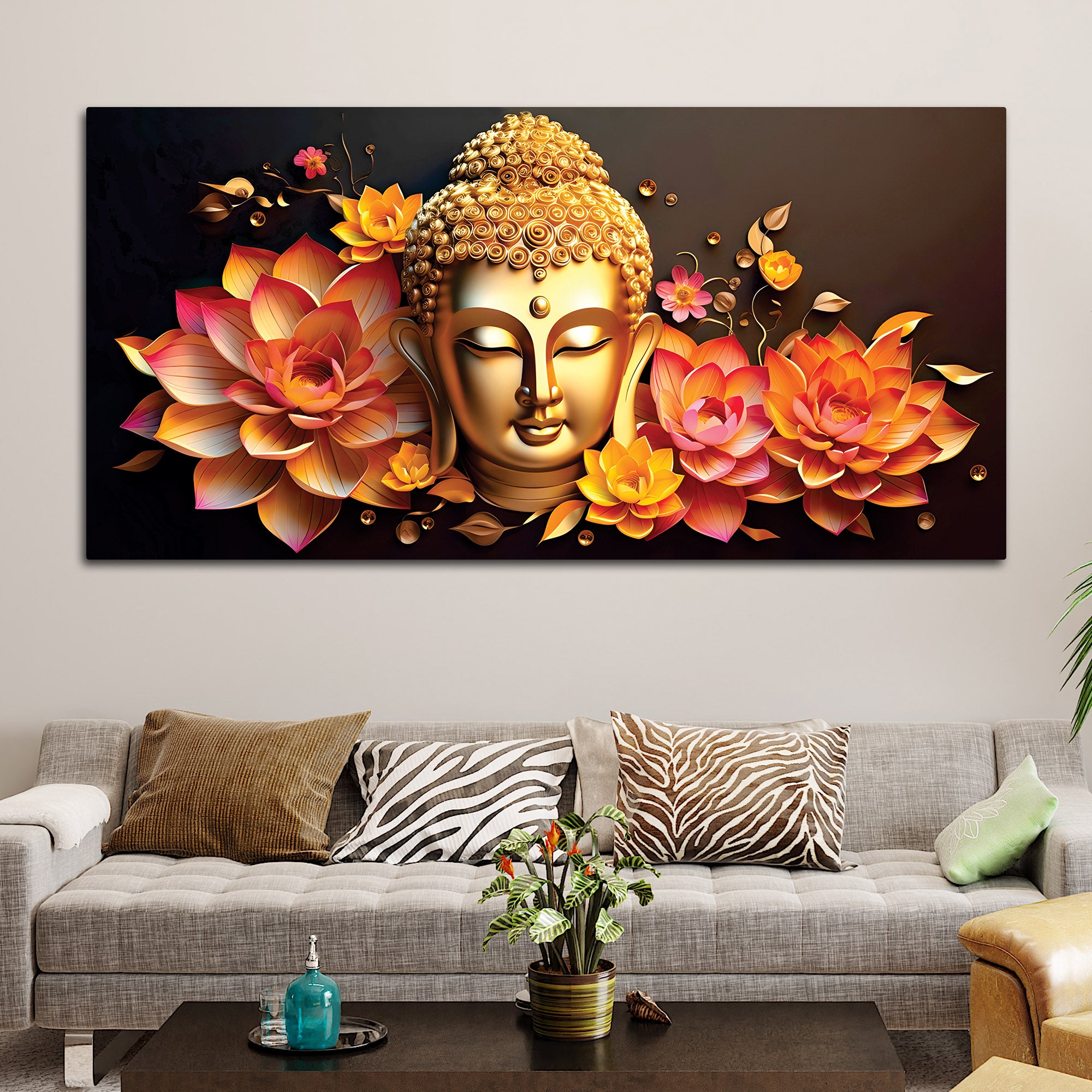 Golden Buddha Painting for Positive Energy Wall Décor