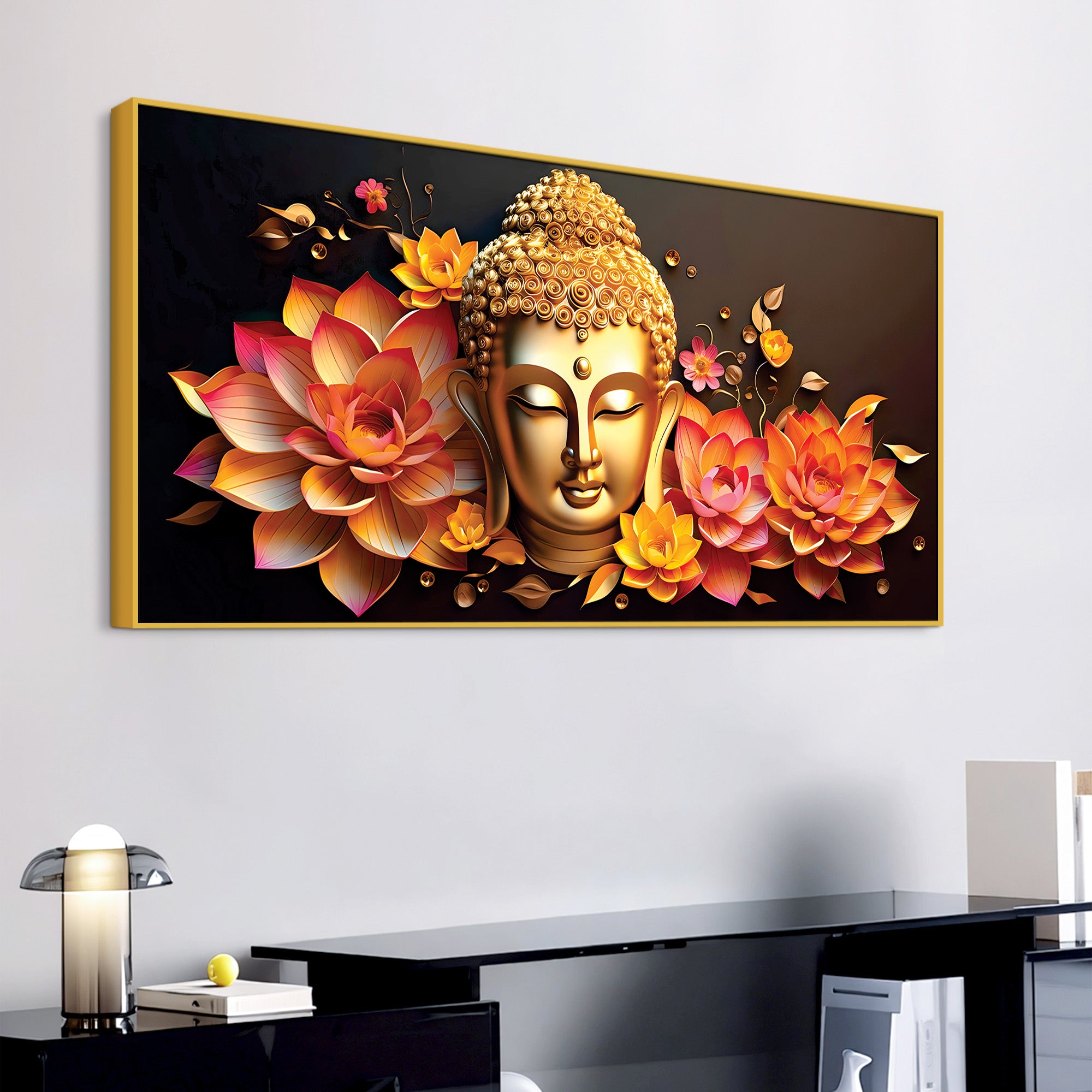 Golden Buddha Painting for Positive Energy Wall Décor