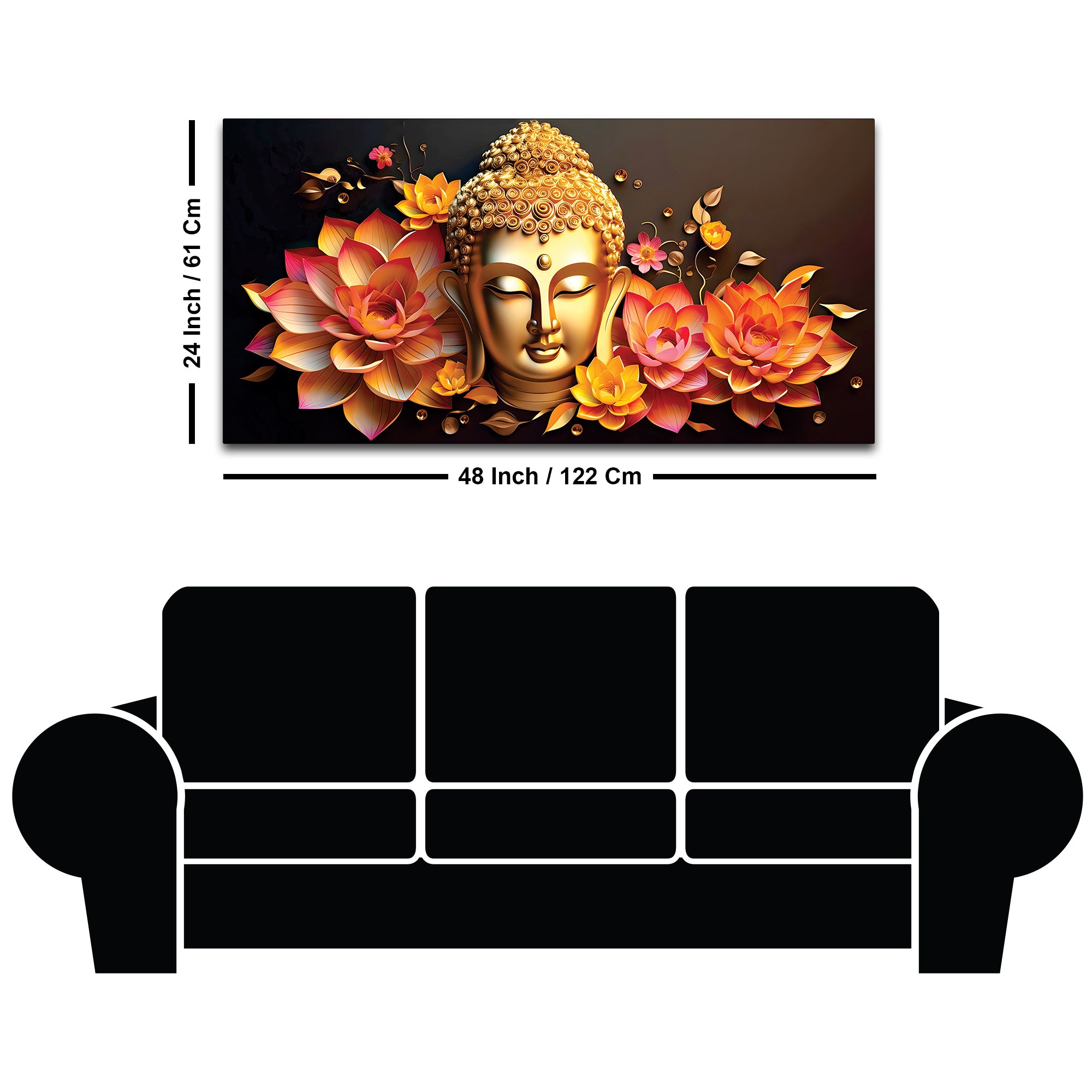 Golden Buddha Painting for Positive Energy Wall Décor