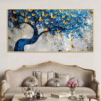 golden-butterflies-on-blue-tree-abstract-canvas-painting