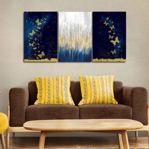 Golden Butterflies Wall Painting of 3 Pieces