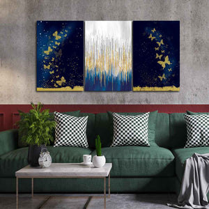 Golden Butterflies Wall Painting of 3 Pieces