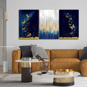 Golden Butterflies Wall Painting of 3 Pieces