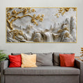Golden Cherry Blossom Tree & Cascading Falls 3D Canvas Wall Painting