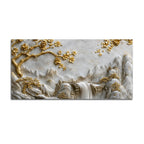 Golden Cherry Blossom Tree & Cascading Falls 3D Canvas Wall Painting