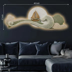 Golden Mountain Moon Reflection Premium Crystal Glass Backlit LED Painting