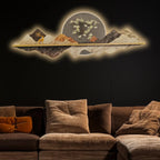 Golden Deer Blossom Crystal Glass Backlit LED Wall Art