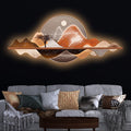 Golden Deer In Mountain Crystal Glass Backlit LED Wall Art