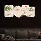 Golden Deer Meadow Crystal Glass Backlit LED Painting