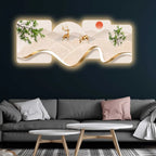 Golden Deer Meadow Crystal Glass Backlit LED Painting